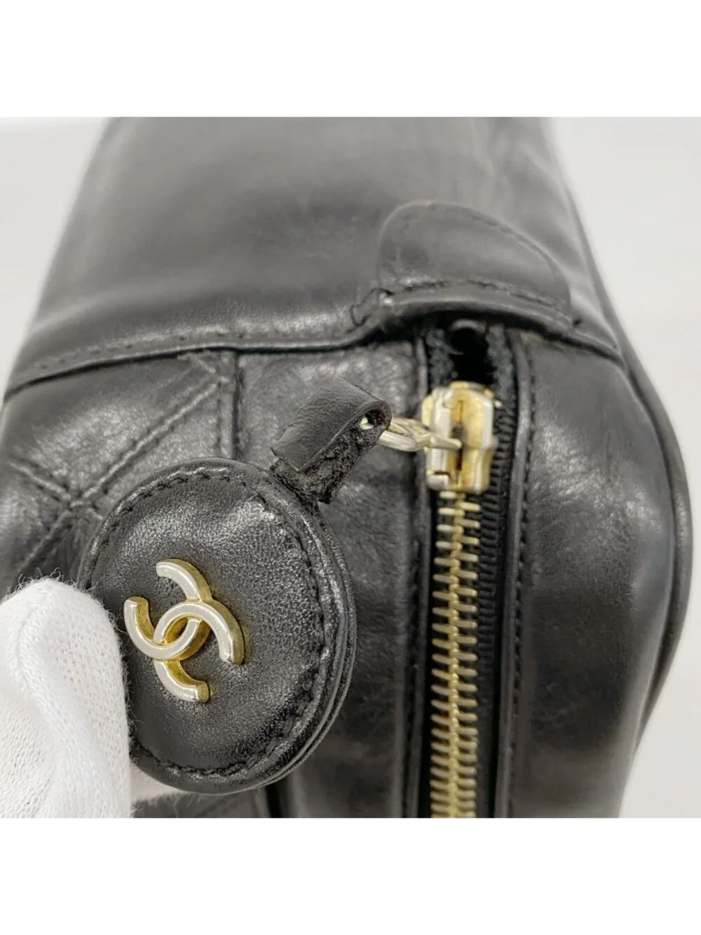 Chanel Vanity Bag Bicolor Lambskin Black Gold